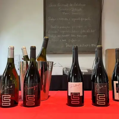 Garrafas Souto Escuro numa mesa de prova